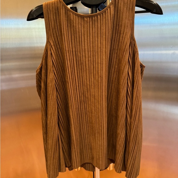Chico's Rich Brown Pleated Blouse - Picture 3 of 10